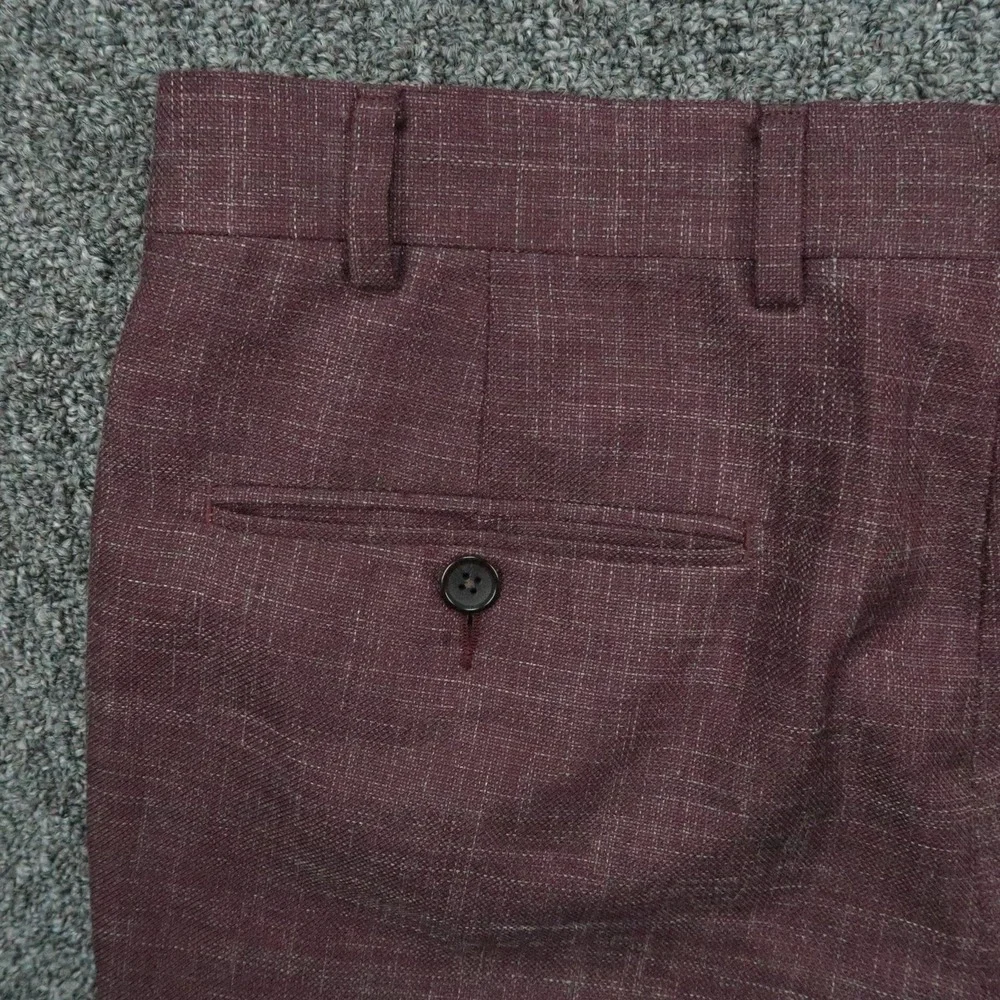 Suitsupply Pants Mens 38x32 Red Soho Turn Up Wool Silk Linen Straight Formal